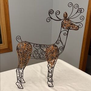 24" Elegant Brown Metal Reindeer Decor